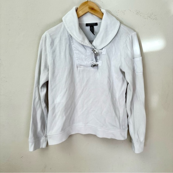 New Lauren Ralph Lauren Sweater Womens Size Large White Toggle Buttons‎ Pullover - Picture 2 of 11
